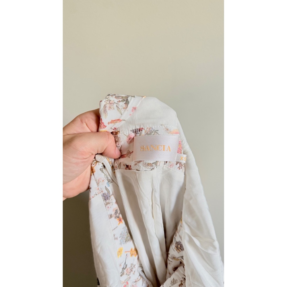 Sancia Elletra Floral V-Neck Wide Leg Jumpsuit White Botanical Open Back XS - Picture 7 of 8
